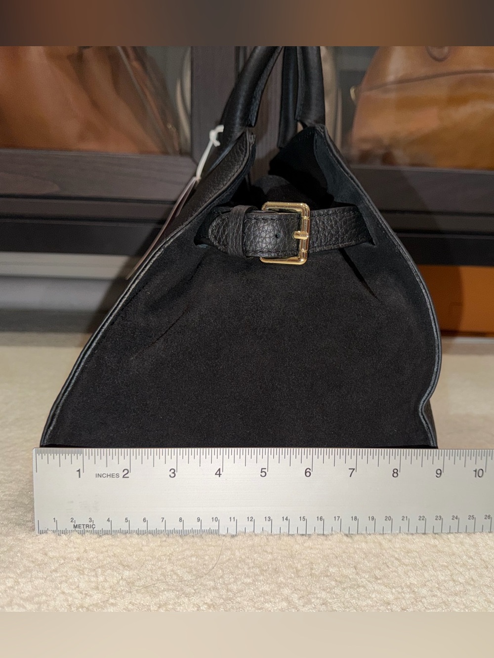 Anna Paola Black Leather Satchel Handbag - Picture 7 of 10